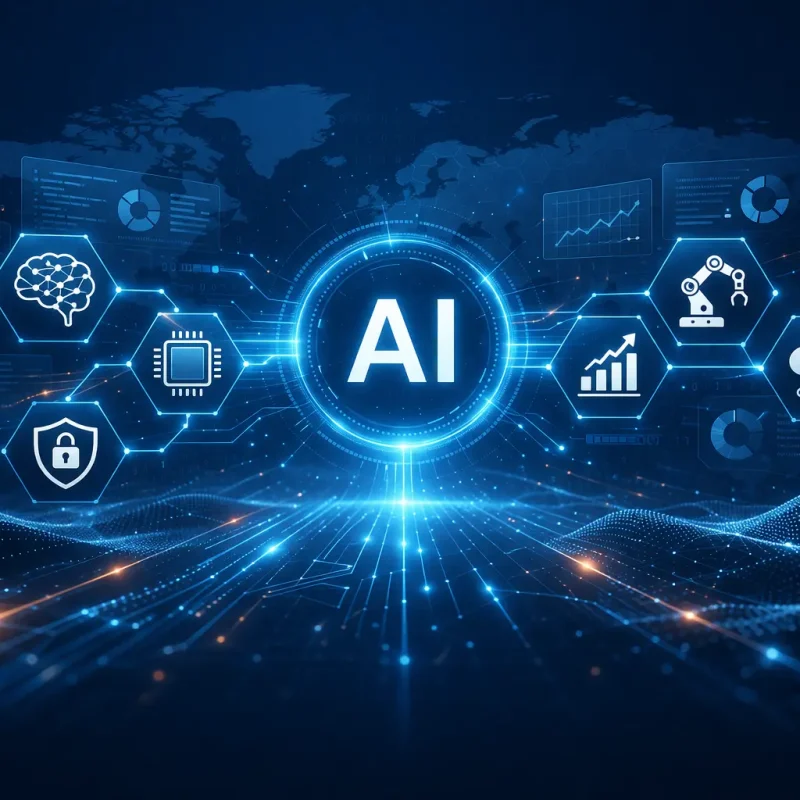 AI governance and security framework concept with global connectivity and digital intelligence visualization